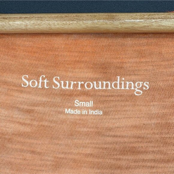 Soft Surroundings Floral Embroidered Sleeveless Tunic Top S Orange Coastal Modal - Picture 4 of 9